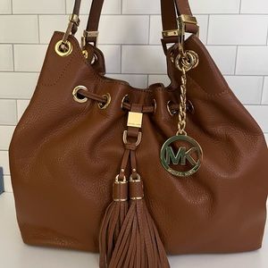 Michael Kors Camden Large Drawstring Tassels Pebbled Leather Tote
